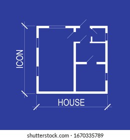 Icono del plan de piso de la casa. Símbolo arquitectónico para tu diseño. Diseño del vector.