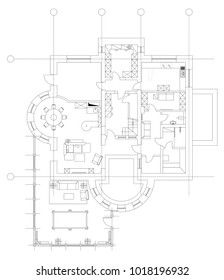 House Floor Plan.Technical Drawing.