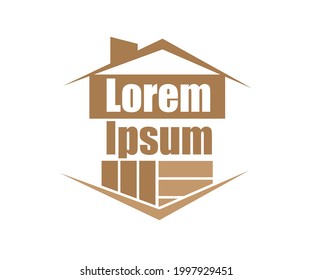 House and flooring icon based logo vector illustration with dummy text on white background.