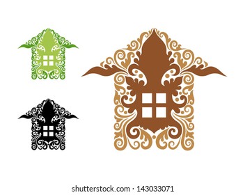 House Floral Decoration. Nice, smooth, and detail vector. Good use for symbol, sticker, or any design you want. Easy to use or change color. Each object is a group
