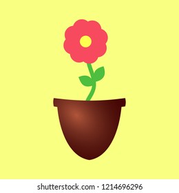House flower in pot. Isolated vector 