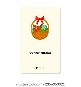House flowers flat icon. Pot plant basket isolated sign. Gardening and plants. Vector illustration symbol elements for web design and apps