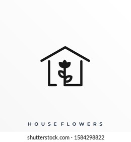 House Flowers Illustration Vector Template. Suitable for Creative Industry, Multimedia, entertainment, Educations, Shop, and any related business