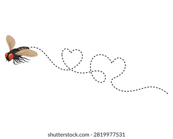 House Fly Flight Route Illustration