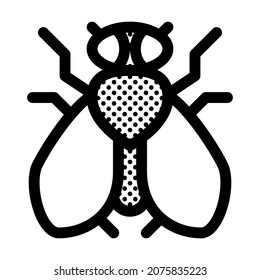 Hausfliegen. Insekt. Symbol gefüllt mit Punkten.