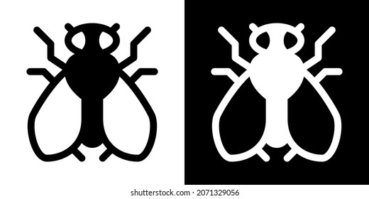 Casa Fly. Insectos. Icono en versión blanca y negra.