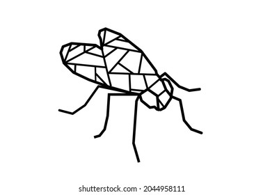 El concepto de arte House Fly in Low Poly. Imágenes prediseñadas editables.