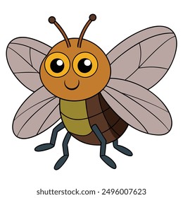 Ilustración vectorial de la mosca de la casa - diseño de dibujos animados, Clipart y líneas de arte
