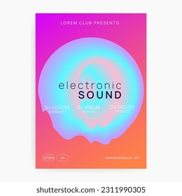 House Flyer. Indie Effect For Magazine. Wave Techno Fest. Electro And Concert Template. Minimal Background For Set Design. Pink And Blue House Flyer