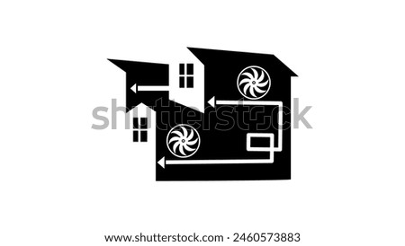 House forced ventilation, black isolated silhouette