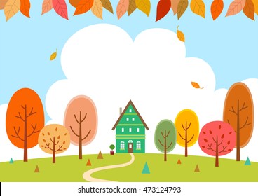 The house of the forest in autumn.