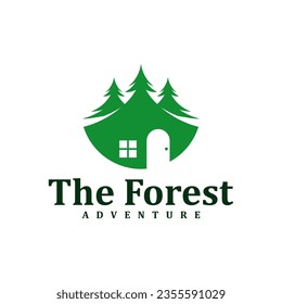 House Forest logo design Template. Creative Pine House logo vector illustration.