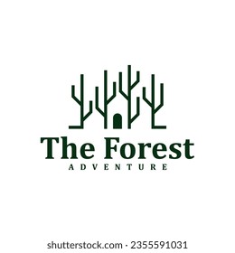 House Forest logo design Template. Creative Pine House logo vector illustration.