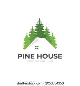 House forest logo design vector