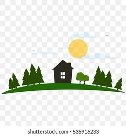 House in the forest and mountain