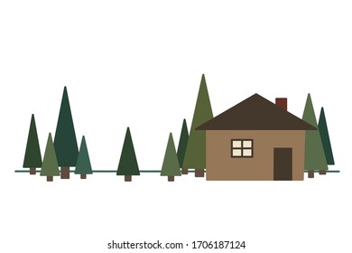 House in the forest. Simple vector illustration.