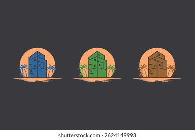 house in the forest sunset
