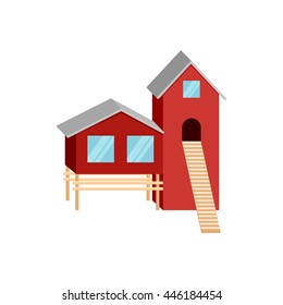 House of forester icon in cartoon style isolated on white background. Building symbol