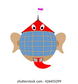 the house in the form of the head in the hat, with the ears and tongue sticking out