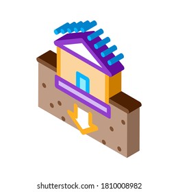 house foundation sags icon vector. isometric house foundation sags sign. color isolated symbol illustration