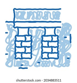 house foundation sketch icon vector. Hand drawn blue doodle line art house foundation sign. isolated symbol illustration