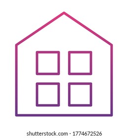 casa con cuatro iconos de ventanas sobre fondo blanco, estilo de gradiente, ilustración vectorial