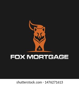 House Fox Logo Concept. Beautiful Real Estate Branding Template. Simple Modern Design. Red, Black Color. Flat Style Vector Illustration.