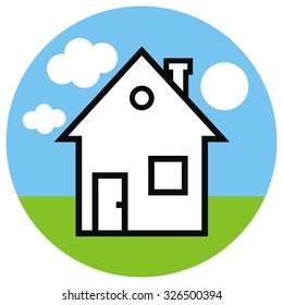 house in frame, vector icon