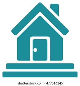 House Front Door icon. Vector style is flat iconic symbol, soft blue color, white background.