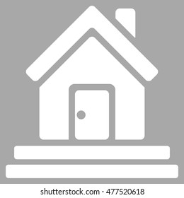 House Front Door icon. Vector style is flat iconic symbol, white color, silver background.