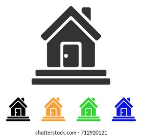 House Front Door icon. Vector illustration style is a flat iconic house front door symbol with black, grey, green, blue, yellow color variants. Designed for web and software interfaces.