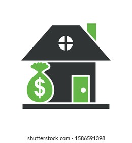 house front facade with coin dollar money vector illustration design