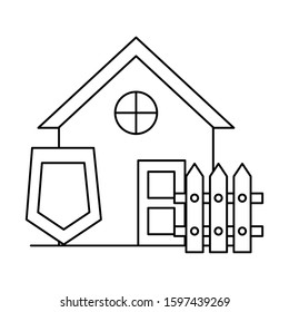 house front facade with fence vector illustration design
