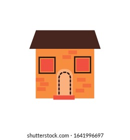 house front facade isolated flat style vector illustration design