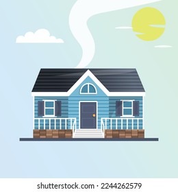 House with front porch vector illustration. Farmhouse vector icon.