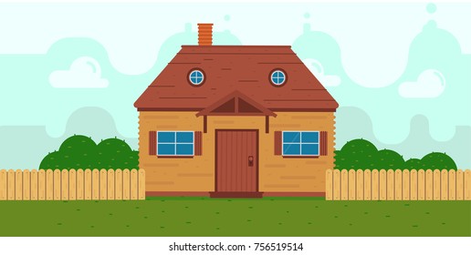 House front view background vector illustration