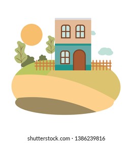 house with front view in landscape