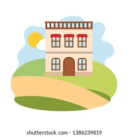 house with front view in landscape