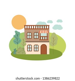 house with front view in landscape