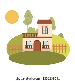 house with front view in landscape