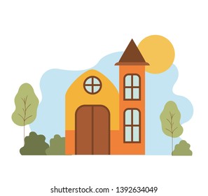 house with front view in landscape