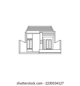 ilustrador de diseño vectorial de diseño simple de la vista frontal de la casa