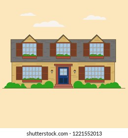 House front view vector illustration