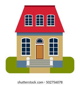 House front view vector illustration