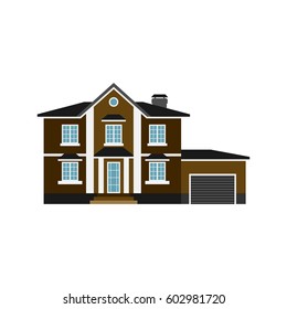 House front view vector illustration building architecture home construction estate residential property roof apartment housing cottage