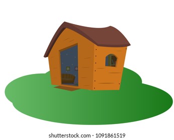 House with a front yard - Cartoon Vector Image