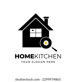 House with frying pan for kitchen or restaurant logo design