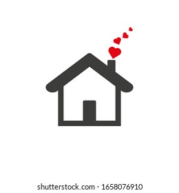 The house is full of love . Icon homes and hearts of black. Icon Drawing eps10