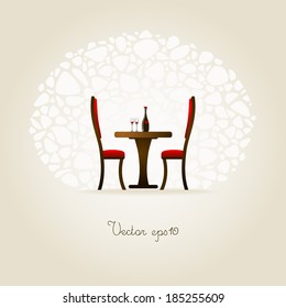 House furniture and office. little table and two chairs. Vector.