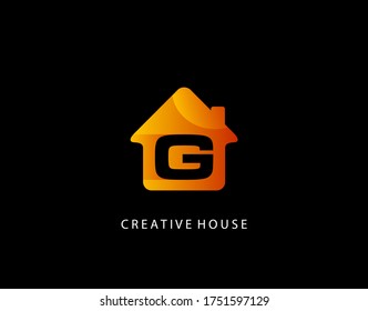 House G Letter Logo. Creative Icon Created From Negative Space of Initial G Combined With Minimalist House Shape Design. Perfect for modern real estate industry.